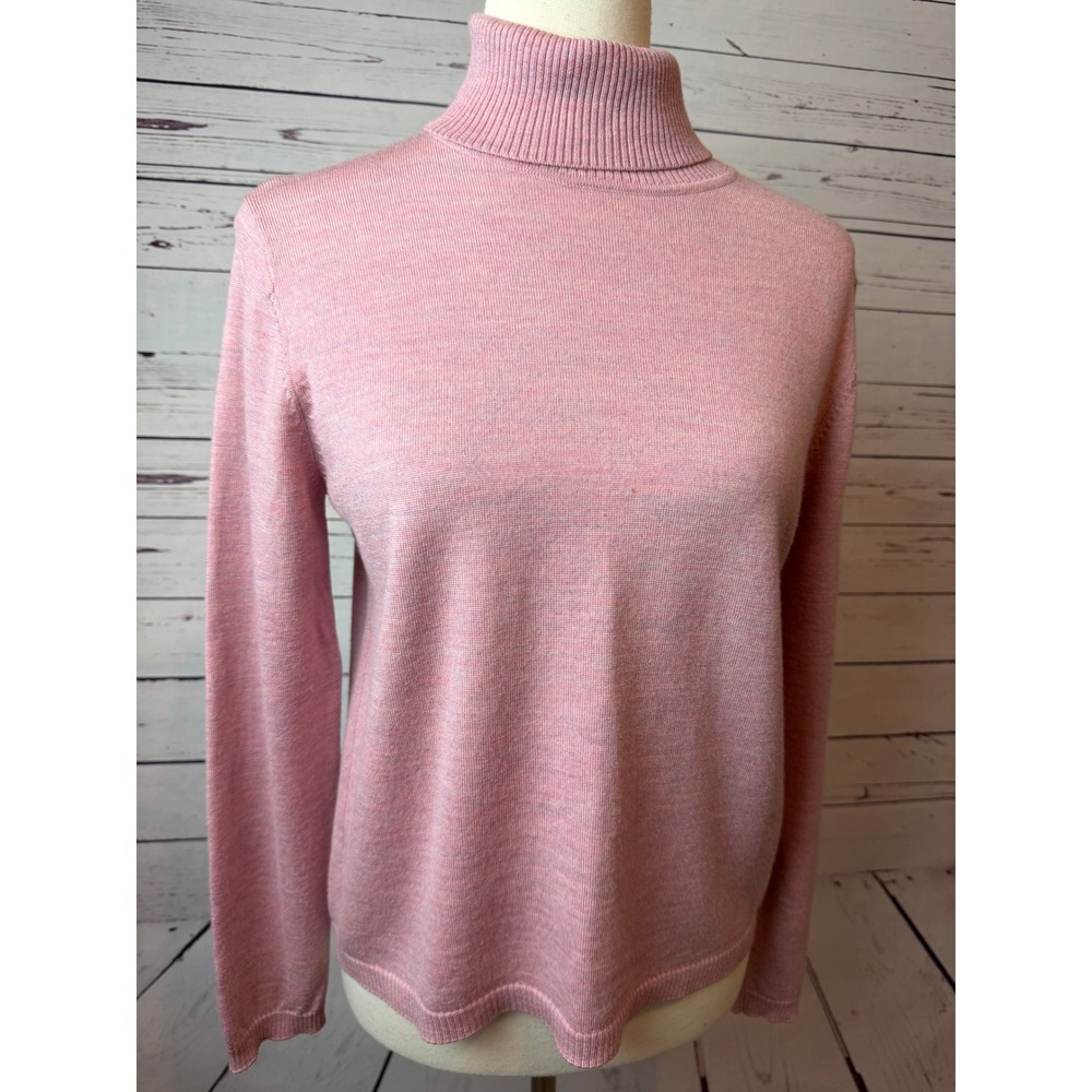 Pendleton Turtleneck Sweater Medium Pink Merino Wool Knit Long Sleeve Pullover